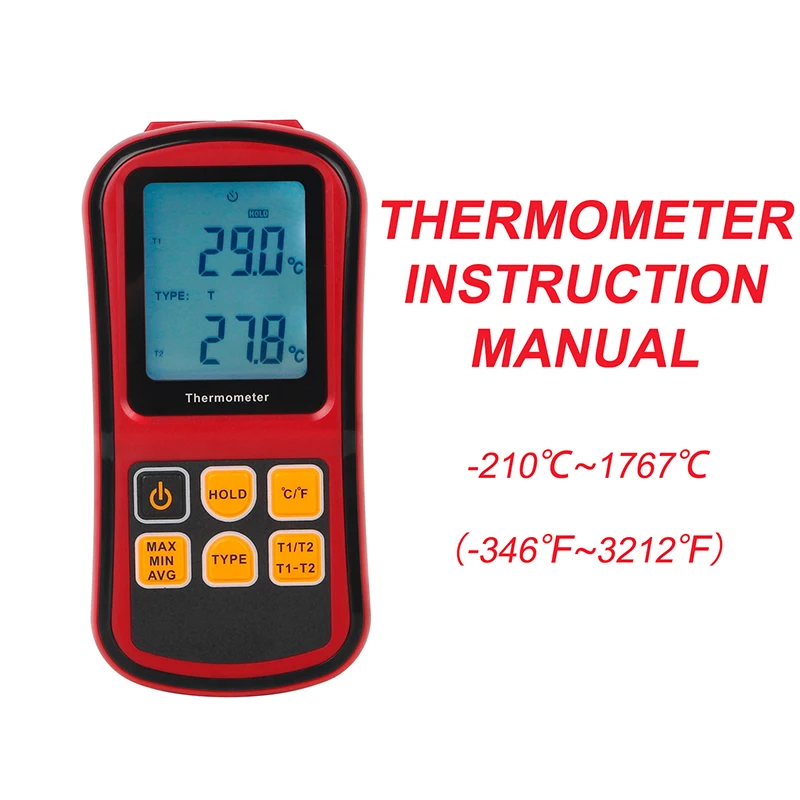Портативный точный двухканальный цифровой термометр с ЖК-подсветкой светильник K/J/T/E/R/S/N термопара термометр GM1312