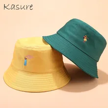 KASURE унисекс модная забавная вышивка маленькие люди мужская шляпа-Панама и женская повседневная однотонная парусиновая Летняя Пляжная солнцезащитная Кепка