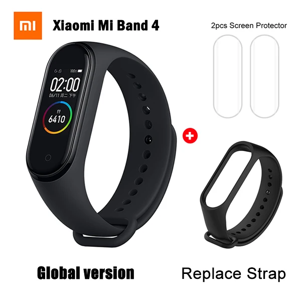 In stock Original Xiaomi Mi Band 4 Smart Watch Mi Band 4 Global Version Fitness Heart Rate Music Wristband Ship in 24 hours - Цвет: GB add Black