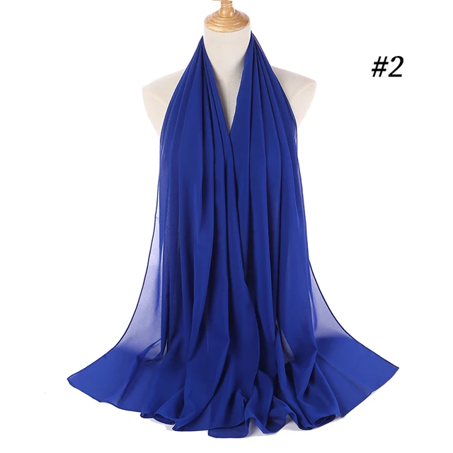 women plain bubble chiffon scarf hijab wrap printe solid color shawls headband women hijabs scarves/scarf 60 colors COLOR 2
