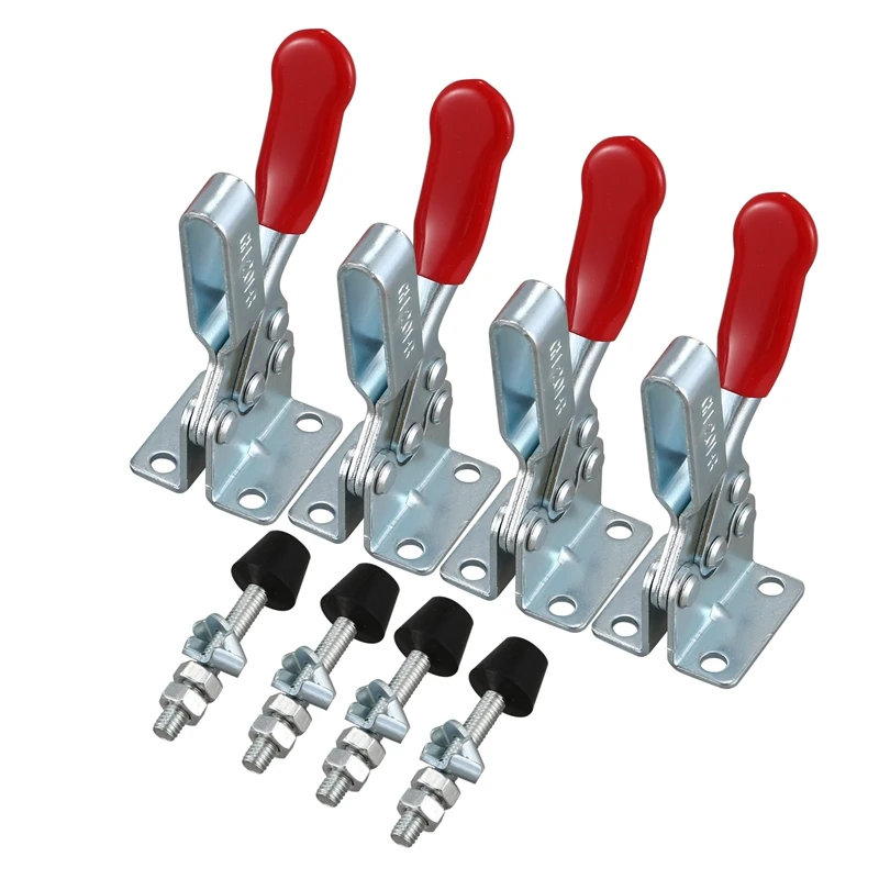 

Hand Tool Toggle Clamp 201B Antislip Red Horizontal Clamp 201-B Quick Release Tool 4Pcs