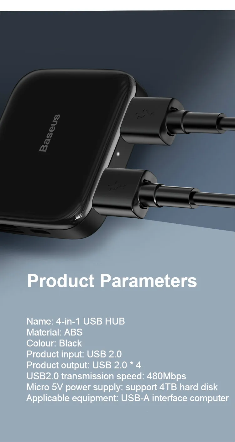 4 в 1 USB 2,0 концентратор разветвитель полный хранения портативный ноутбук ТБ мобильный жесткий диск компьютер расширитель адаптер для ПК