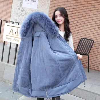 

New lambs wool Snow Wear Long Parkas Winter Jacket Women Female Fur Lining ThickHooded Winter Coat Women