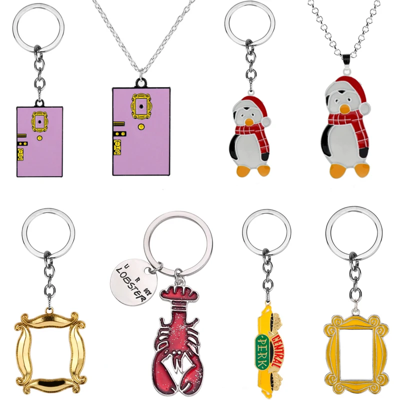 Serie de Televisión Friends llavero Joey pingüino mirilla marco Monica es la llave de la puerta de las cadenas Central Perk café langosta clave