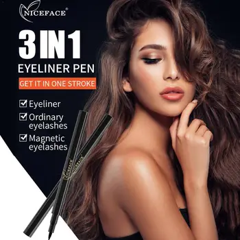 

3 IN1 Black Long Lasting Eye Liner Pencil Waterproof Beauty Smudge-Proof Makeup Eyeliner Self-adhesive Liquid Eyeliner Cosm S9O5