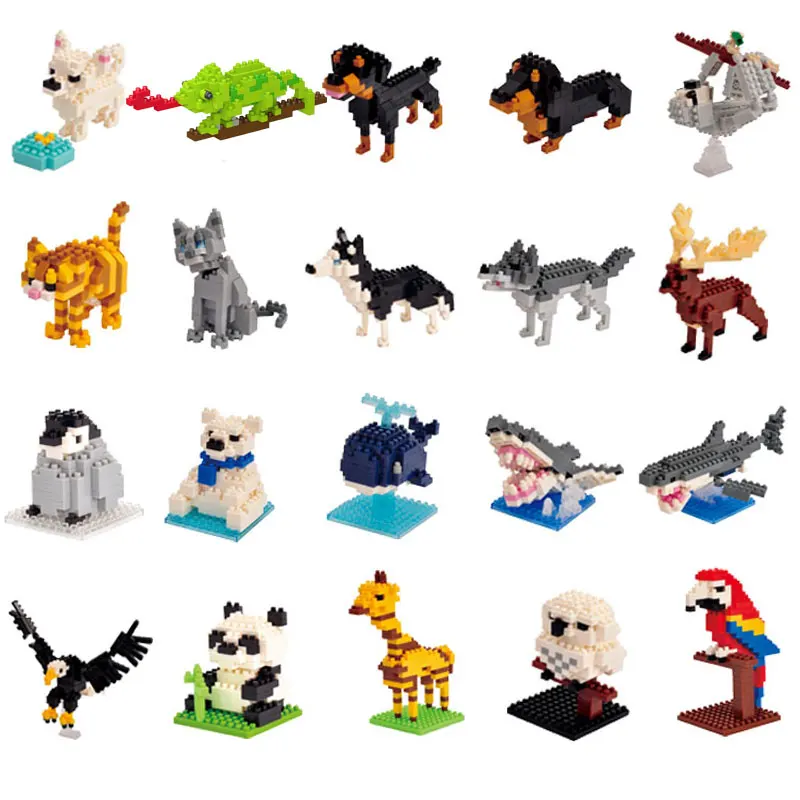 Wisehawk Diamond Mini Building Blocks Animal Toys Bag Chameleon Dog Cat Bird Series for Children A1-B29