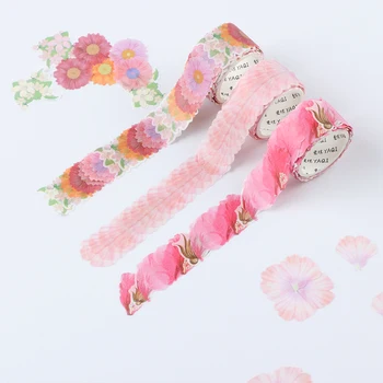 

200PC/1Roll Flower Petals Paper Tape Decorative Masking Tape Fragrance Sakura Tape Scrapbooking Diary Paper Stickers