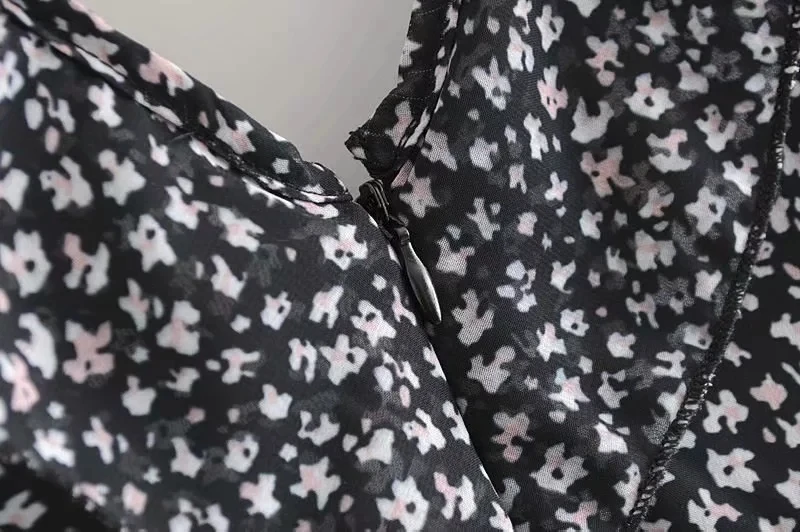 Увядший 2019 Осенний комбинезон женский английский винтажный цветочный принт оборки шифон с подкладкой женский комбинезон сексуальные