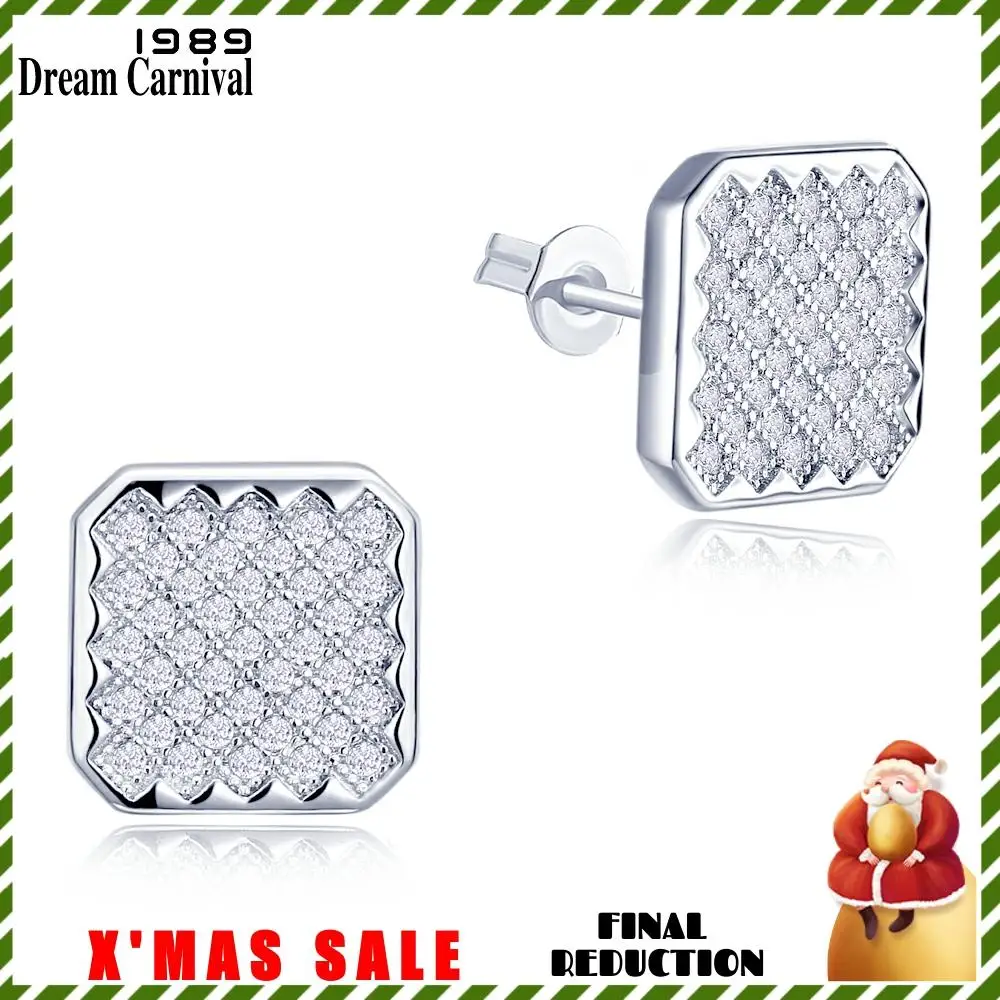 DC1989 Super Cute Women's Studs Earrings Synthetic CZ Paved Rhodium Plated Hypoallergenic Ear Pins Lead Free Boucles d'oreill