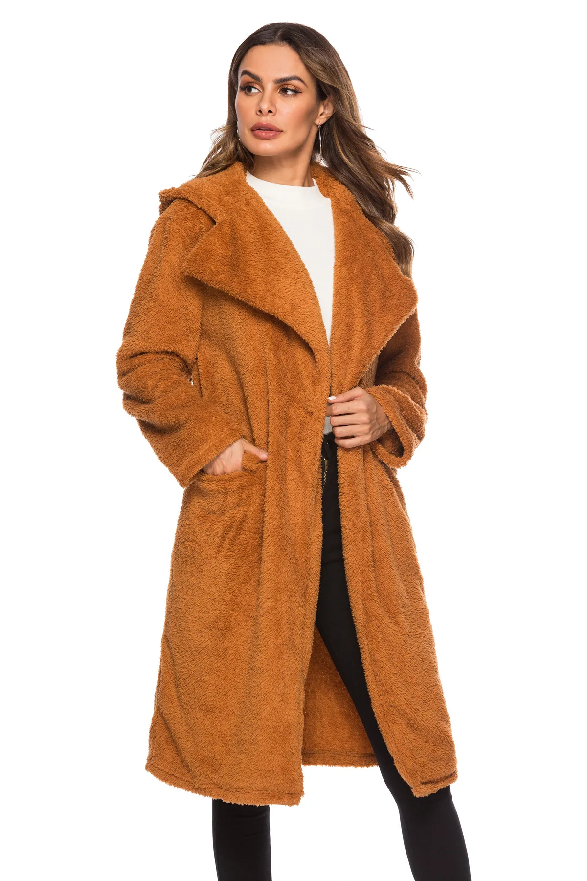 Осенне-зимние толстовки с капюшоном, пальто из искусственного меха для женщин,, Повседневная Свободная теплая куртка большого размера, Женская Длинная Верхняя одежда Fourrure Femme