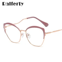 Ralferty розовые очки Женская оправа металлические очки очки Glases Zero No Diopter оправы для оптических линз F95546