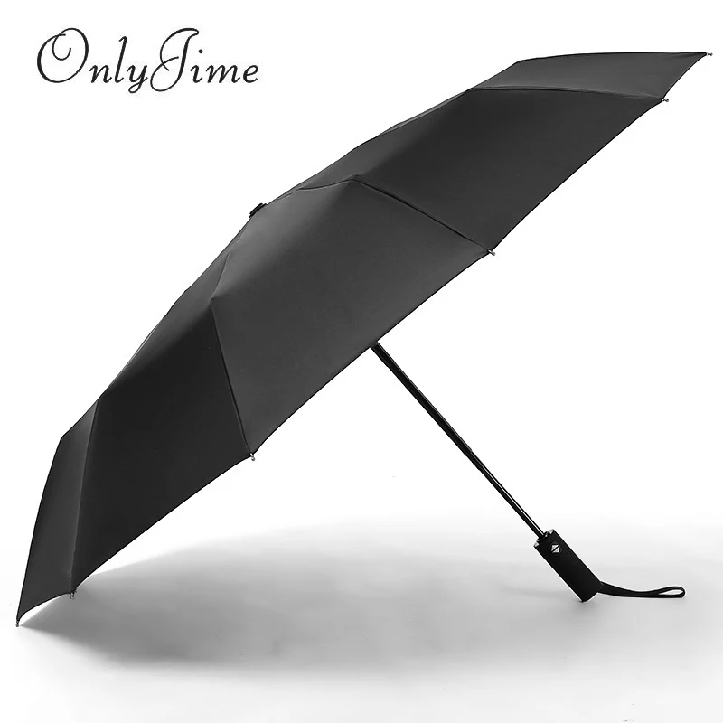 Only Jime Automatic Umbrella Solid Color 12 Bone Super Large Double Windproof Folding Umbrella Three Fold Unisex Umbrella
