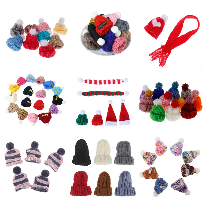1/2/10pcs Random Knitted Hat Cute Doll Cap Fashion Colourful Headwear Accessories Mini Decorative Christmas Hat Scarf Towel 1/2/10pcs Random Knitted Hat Cute Doll Cap Fashion Colourful Headwear Accessories Mini Decorative Christmas Hat Scarf Towel