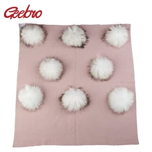 Теплое шерстяное Пеленальное Одеяло для новорожденных детей, детское одеяло для путешествий с натуральным меховым помпоном, одноцветные постельные пеленки