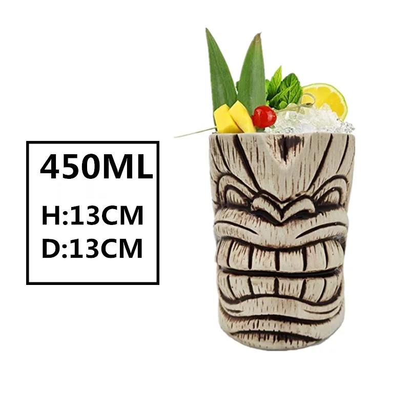 Новые Hawaii Tiki кружки, кружки для коктейлей, пивные кружки для напитков, кружка для вина, керамическая Пасхальная кружка Tiki, кружка 450 мл - Цвет: G
