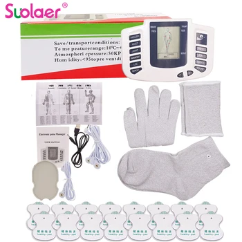 

Full Body Electrical Muscle Stimulator Russian/English Button Therapy Massage Pulse Tens Acupuncture Back Neck Massage Slippers
