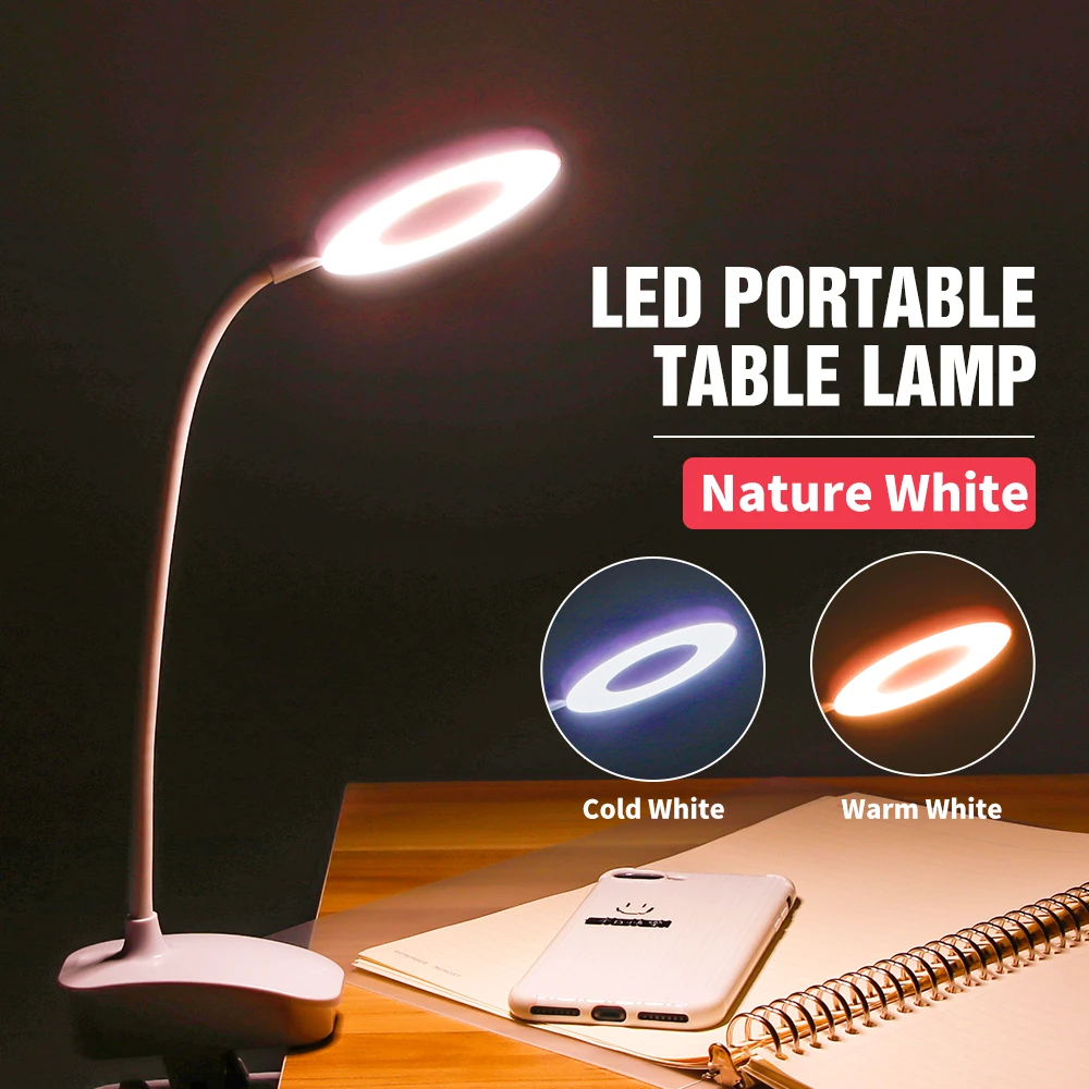 

3 Color Table Lamp LED Stepless Dimmable Reading Light USB Study Lampe LED Book Light LED Portable Night Bombillas 18650 Battery