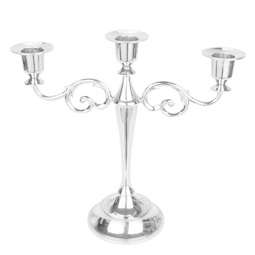 Antique Retro 3/5-Arm Candle Holder Metal Candlesticks Romantic Retro Dinner Candle Holders Table Decor Wedding Home Decoration - Цвет: Silver 3 Head