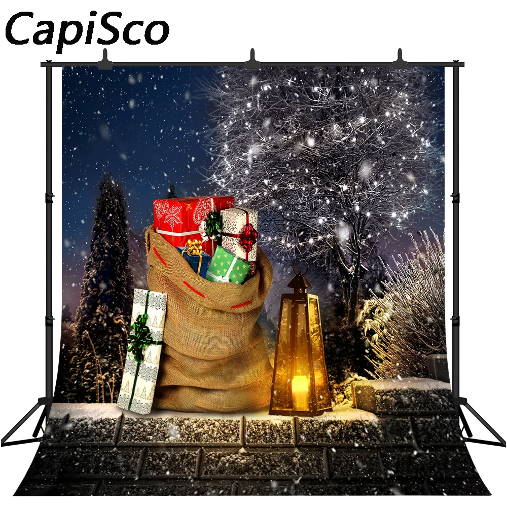 

Capisco Christmas Photography Backdrop Winter Forest snowflake Trees Gifts Holiday Party Supplies Photo background Booth Props