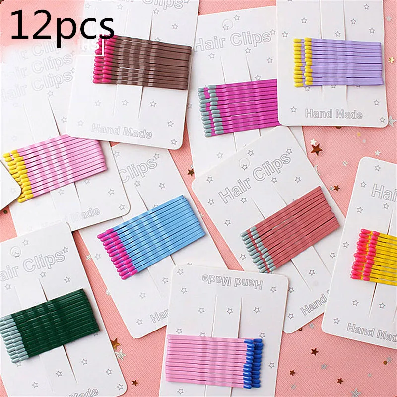 

12PCS Korea Cute Hit Color Matches Head Hairpins Macaron Colorful Hair Clips Barrettes for Women Hair Accessories New Arrival