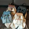 Simple String Close Cover Bagpack Panelled Smiley Ornaments Design College School Bag All-match Cowhide Leather Women Backpack 6