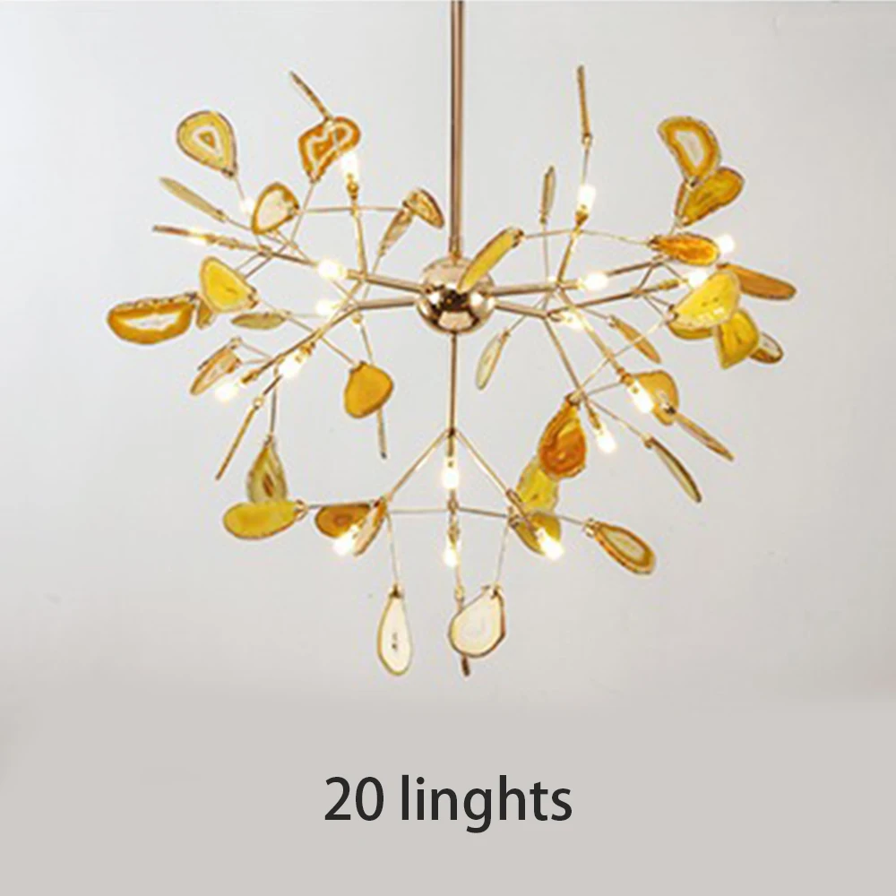 20 lights yellow Креативный Агат Светлячок кристалл Led Люстра Освещение G4 люстры потолочный блеск Lamparas для столовой красочные - Цвет абажура: 20 lights yellow