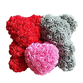 

Artificial Flowers Rose Bear Multicolor Plastic Foam Rose Teddy Bear Girlfriend Valentines Day Gift Birthday Party Decoration