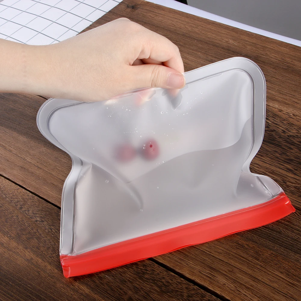 

Kitchen Home Food Storage Bag Translucent Reusable Silicone Ziplock Pouch Fruit Containers Vacuum Sealed Refrigerator Organizer
