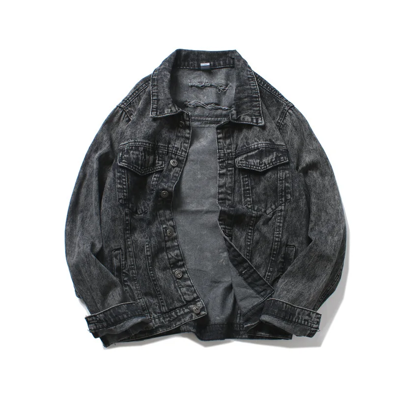 

2018 Autumn And Winter New Style Europe And America FB-Style Washing Faded Big Mouth Loose-Fit with Holes Embroidered Jeans Coat