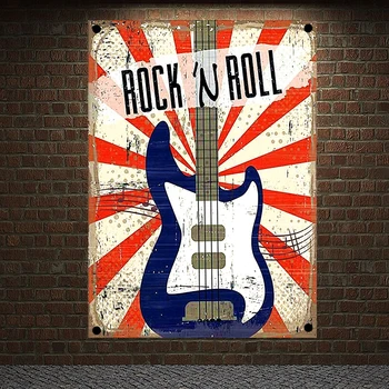 

Rock and Roll Pop Band Hip Hop Reggae Posters Flag & Banner Popular Music Theme Painting KTV Bar Cafe Home Wall Decoration 3
