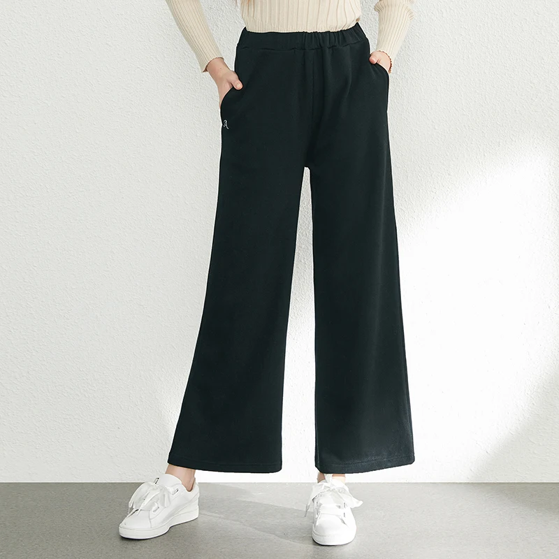 ARTKA, Осенние новые женские брюки, 3 цвета, драпированные широкие брюки, эластичный пояс, прямые свободные повседневные штаны для женщин, ZA15195D