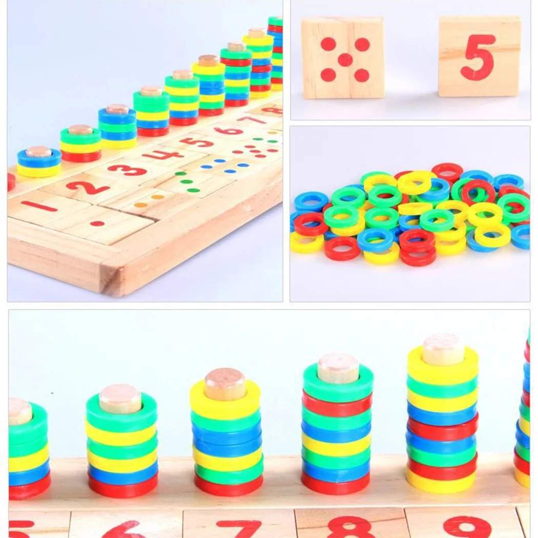 Kids Wooden Montessori Materials Learning To Count Numbers Matching Early Education Teaching Math Toys Logarithmic Board
