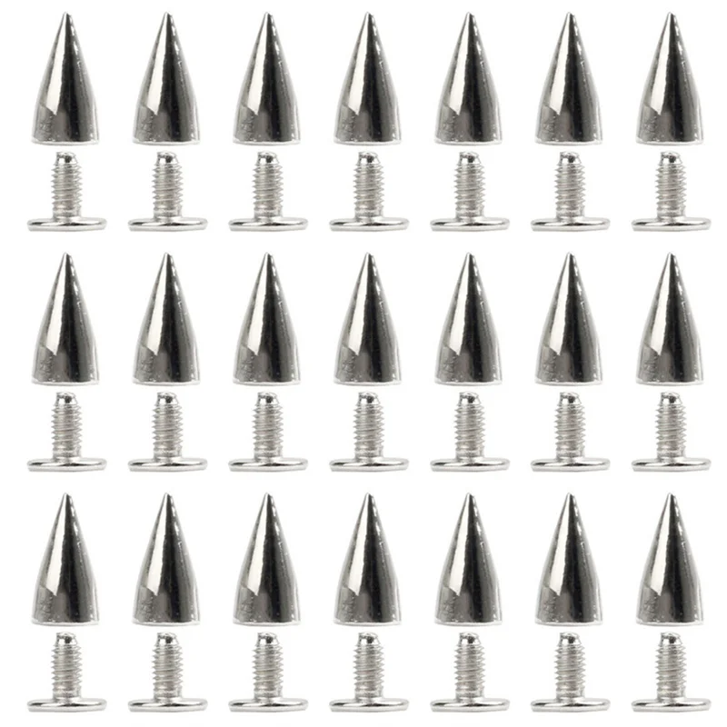 50PCS Clothes Bullet Cone Studs And Spikes DIY Garment Rivets Leather Bag Shoes 