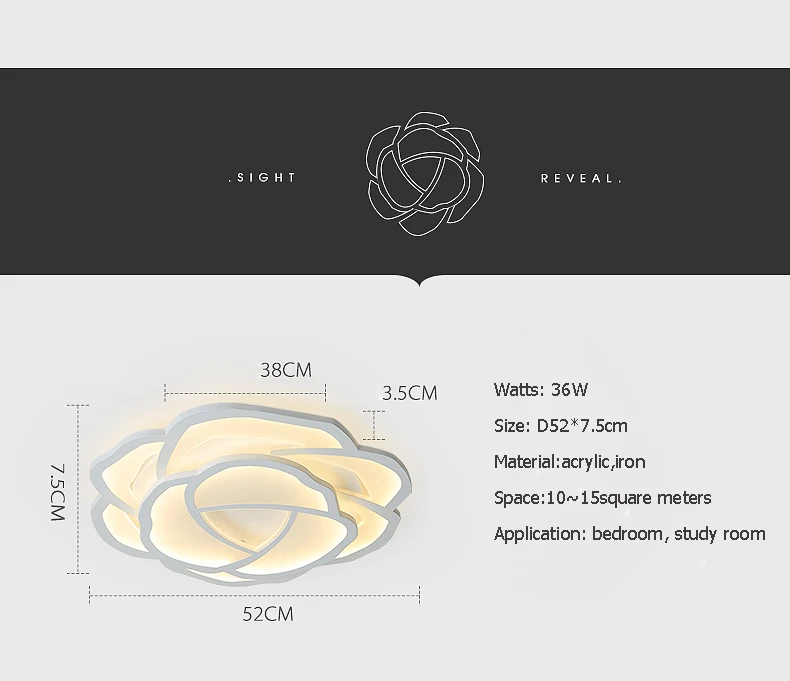 Современный акриловый светодиодный потолочный светильник для украшения спальни, Потолочная люстра с цветами, Монтируемое потолочное освещение с пультом дистанционного управления