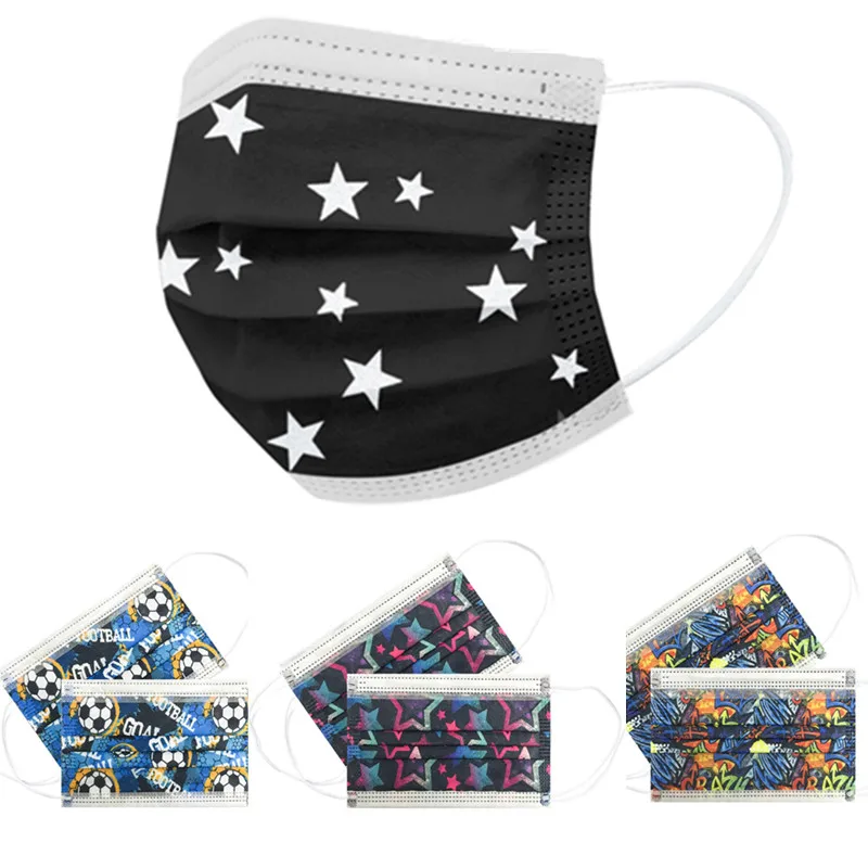 50/10pcs Child Face Maskn Kids Disposable Face Mask 3 Layer Cartoon Masks Fashion face shield for chidlren boys girls