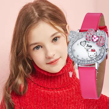 

Hello Kitty Kids Watches Cartoon Children Watches For Girls Cute Rhinestone Quartz Clock Relogio Infantil Menina Prova Dagua