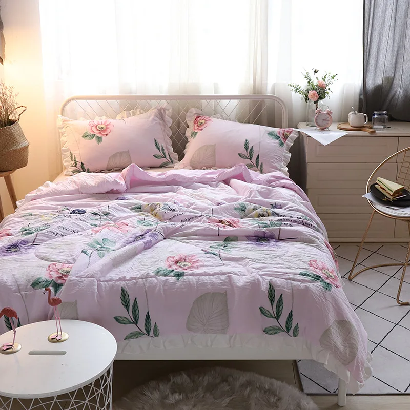 

Washing Cotton Summer Quilt Air Conditioner Duvet Insert Super Soft-Washing Summer Cool Blanket Single Double hua xian bei