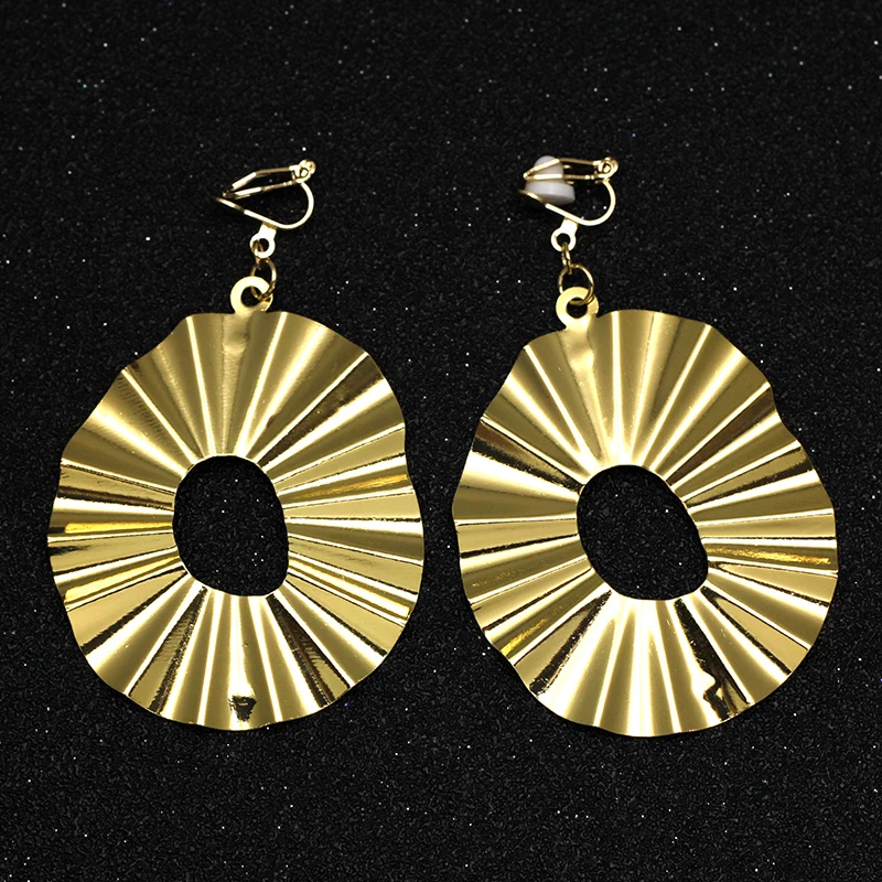 Асимметричные металлические серьги клипсы без пирсинга отверстия для ушей