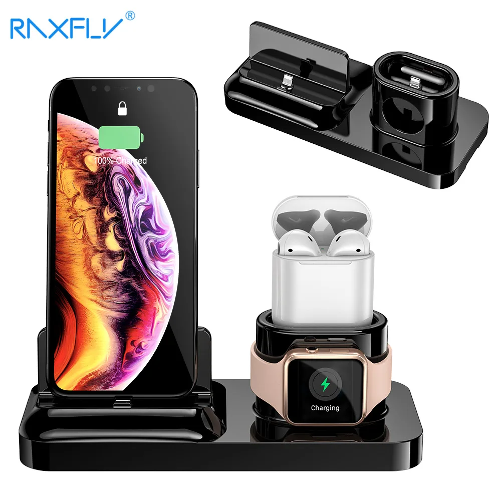 RAXFLY 3 в 1 зарядная док-станция для iphone 11 Pro Max XR QI Беспроводное зарядное устройство