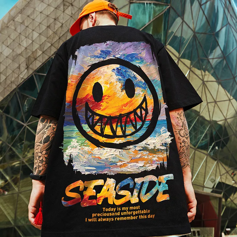 ZAZOMDE 2022 New High Street T Shirt Streetwear Men Hip Hop Printed T-Shirts Summer Hot Sale Harajuku Cotton Tee Male Loose Tops