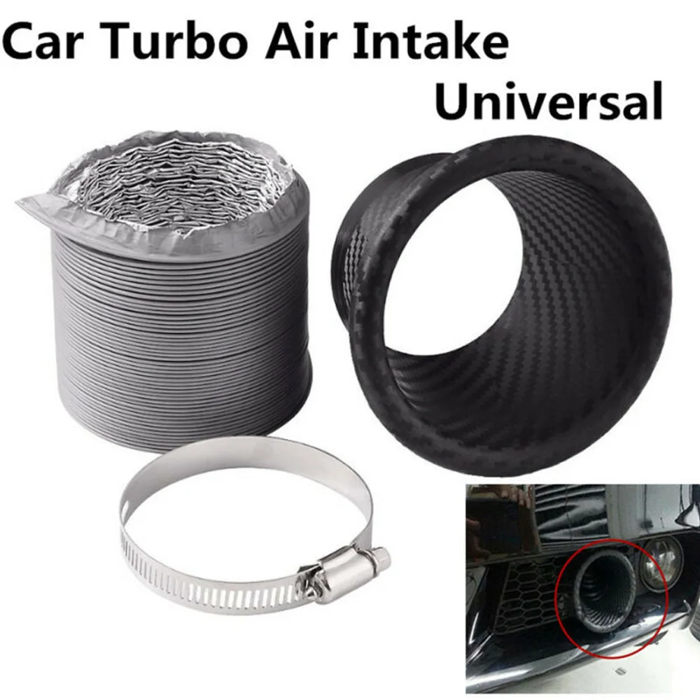 1 Set Car Front Bumper Turbo Air Intake Pipe Turbine Funnel Kit Carbon