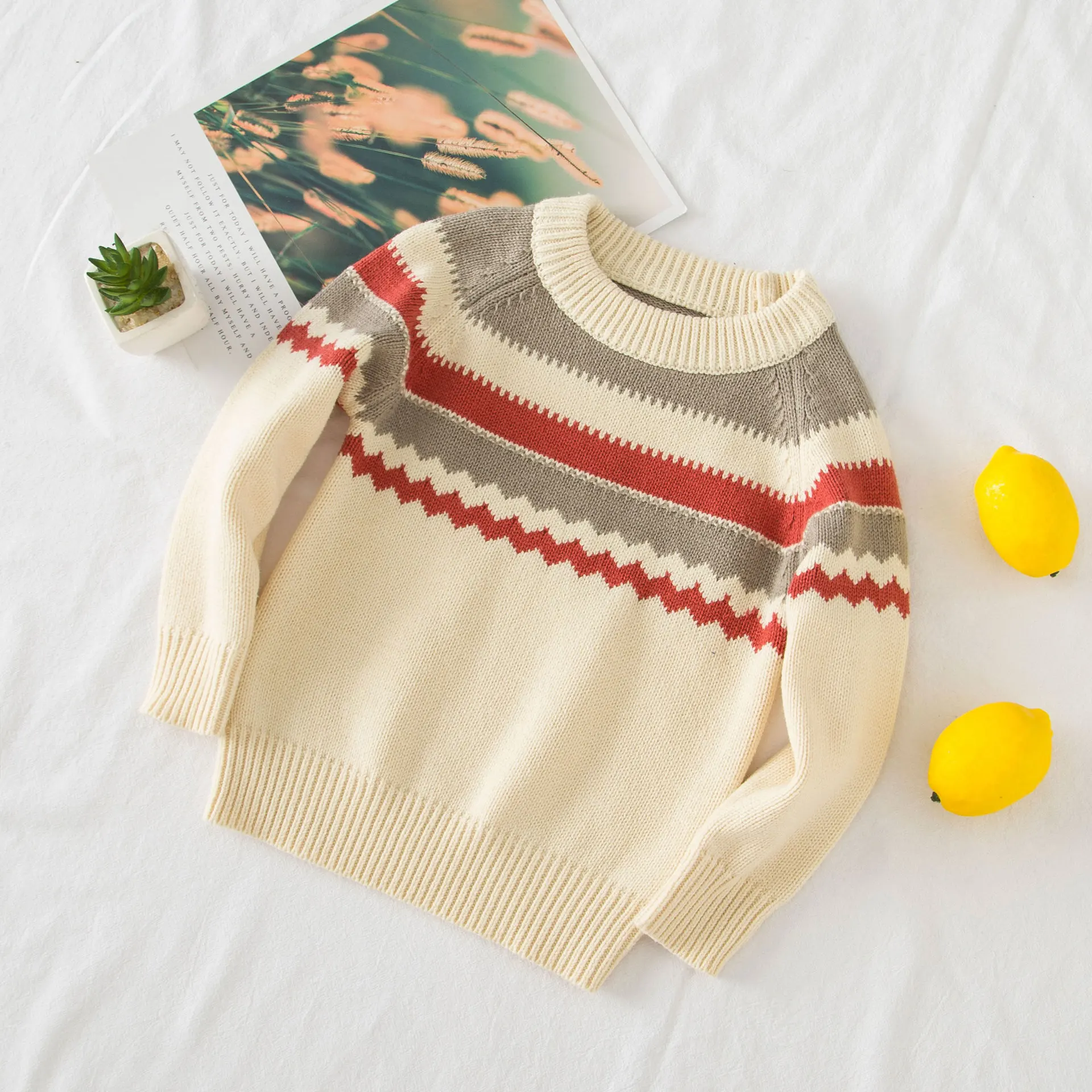 

Boys' Sweater 2019 Autumn And Winter New Style Baby Crew Neck Pullover Sweater Childrenswear