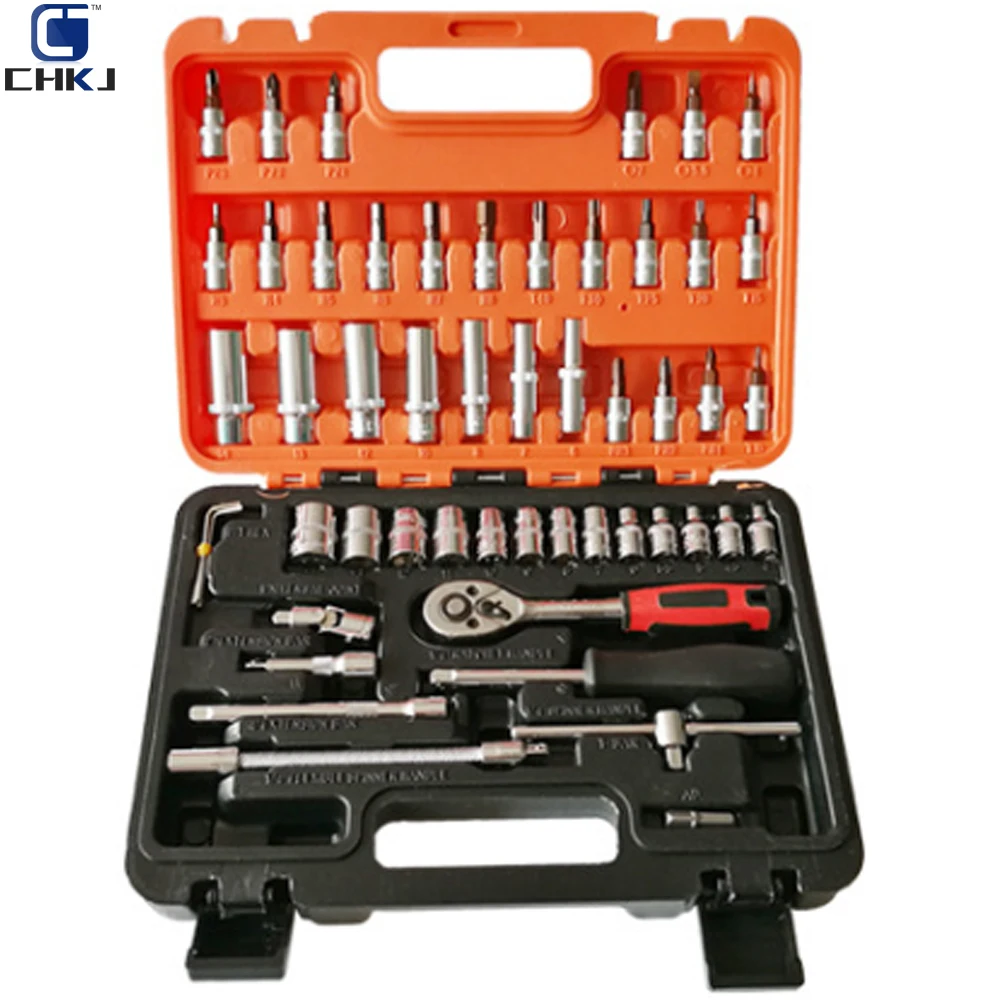 

CHKJ 53pcs 1/4 Combination Tool Wrench Set Car Repair Tool Sets Batch Head Ratchet Pawl Socket Spanner Screwdriver Socket Set
