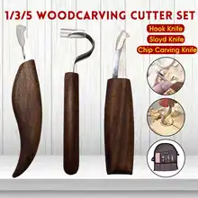 El más nuevo juego de 1/3/5 Uds Cuchilla de talla de madera cincel cortador de carpintería herramienta de mano pelado tallado en madera cuchara escultórica cortador para esculpir
