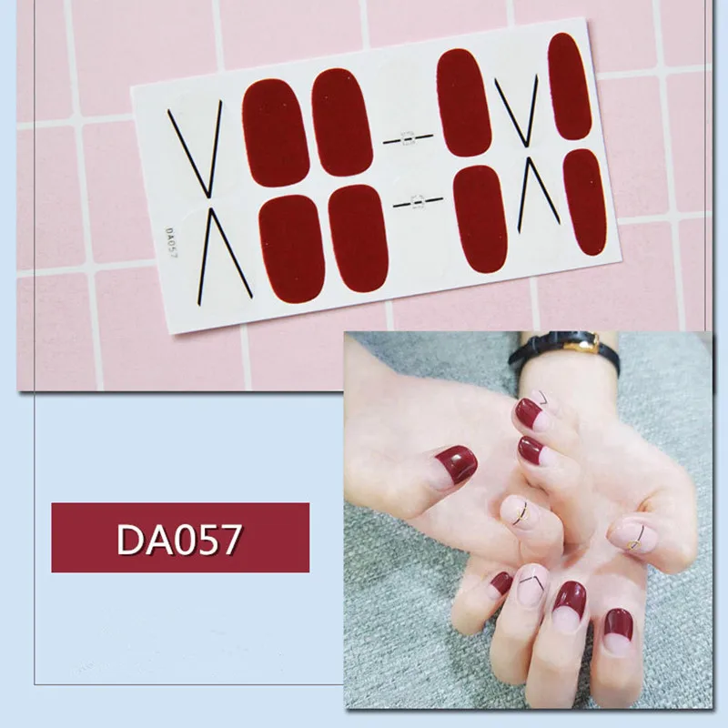 1 шт 3D наклейки для ногтей, накладки в полоску, обертывания, полное покрытие, блестящая наклейка s, самоклеющиеся украшения для ногтей, маникюрные DA055-DA085 - Цвет: DA057