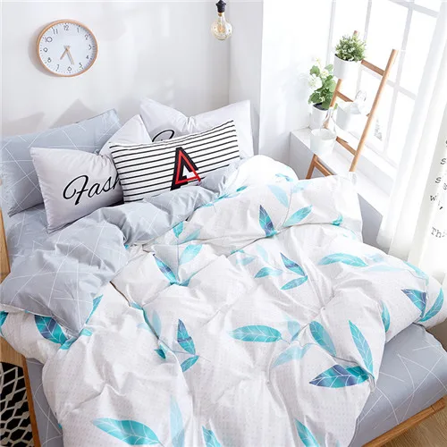 white bedding Постельное белье Nordic комплект хлопок лист, осенний комплект постельного белья из хлопка наволочка и пододеяльник 3/4 для мальчиков из двух предметов для детей возрастом, постельное белье из хлопка синего цвета с цветочным узором - Цвет: white bedding