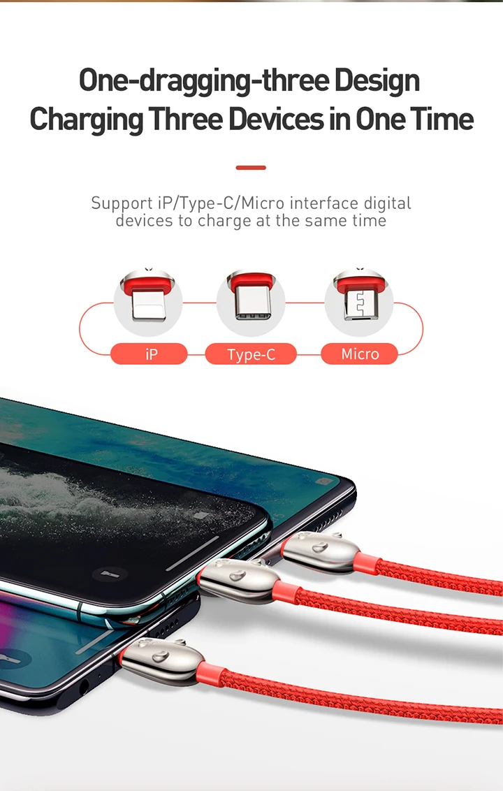 Baseus Мульти USB кабель для мобильного телефона 3 в 1 микро USB кабель для iPhone samsung Android USB TypeC кабели для мобильных телефонов USB шнур