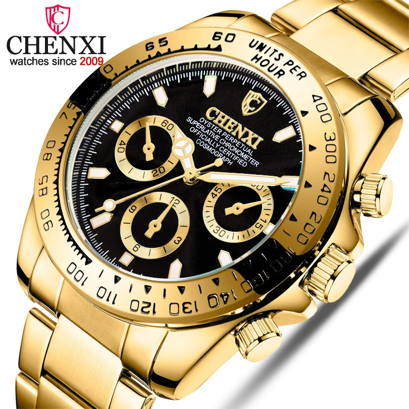 CHENXI Male Golden Wristwatches For Men Watches Casual Quartz Watch Luxury Brand Waterproof