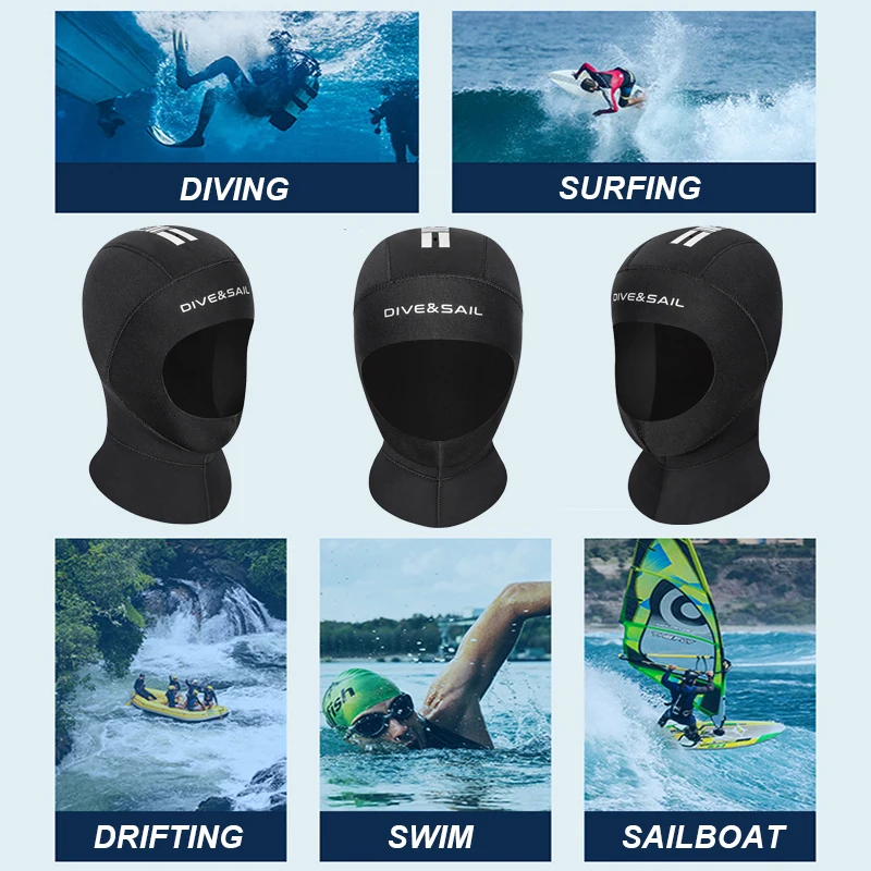 3mm Neoprene Diving Hat Unisex Professional Non-slip Swimming Cap Winter Cold-proof Wetsuit Head Cover Helmet for Snorkeling