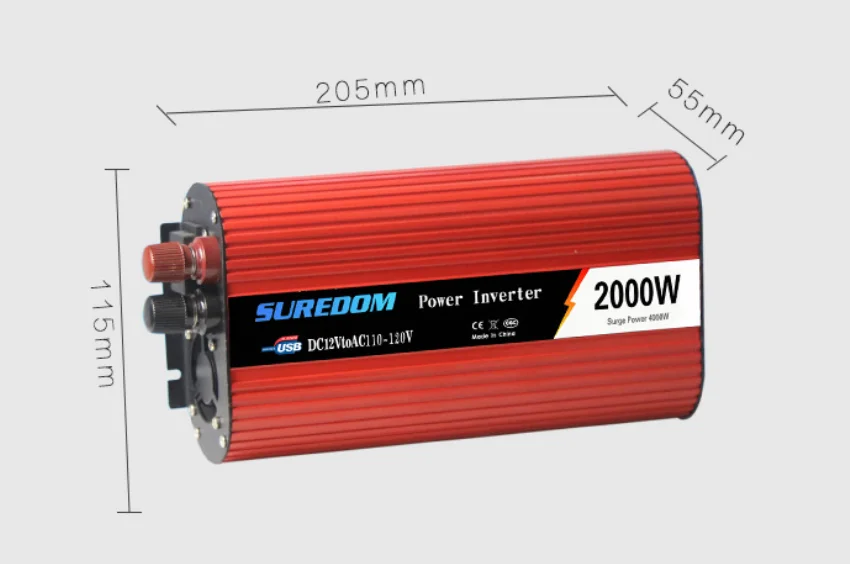 Двойной USB 2000 Вт DC 12 В/24 В к AC 120 В/220 В автомобильный инвертор зарядное устройство конвертер адаптер с солнечной панелью